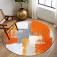 thumbnail image 3 of Burnt Orange Grey Round Rugs 8ft, Oil Painting Smear Modern Abstract Art Non Slip Washable Rug Runner, Low Pile Indoor Floor Carpet Mat Bathroom Rugs for Living Room, Bedroom, Kids Room, 3 of 9