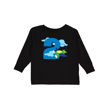 

Inktastic 2nd Birthday Airplane Pilot Gift Toddler Boy Girl Long Sleeve T-Shirt