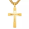 thumbnail image 2 of EOEMY Men Cross Pendant Necklace Stainless Steel Crucifix Curb Chain Gold Black Silver-Gold-18Inch Or 45Cm, 2 of 5