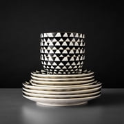 Thyme & Table Medallion 12-Piece Ceramic Dinnerware Set Black and White