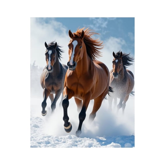 Paint by Numbers Kit for Adults, Running Horses In Snowy Field Paint by Numbers, Easy Paint by Numbers Kit for Adults Beginner, DIY Adult Paint by Number Kits on Canvas, Home Decor