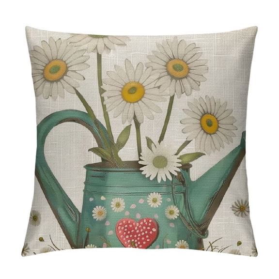 PHYHOO Spring Summer Daisy Pillow Covers Farmhouse Spring Decorations Bloom Floral Decorative Throw Pillows Outdoor Decor Cushion Case for Sofa Living Room Patio Home White