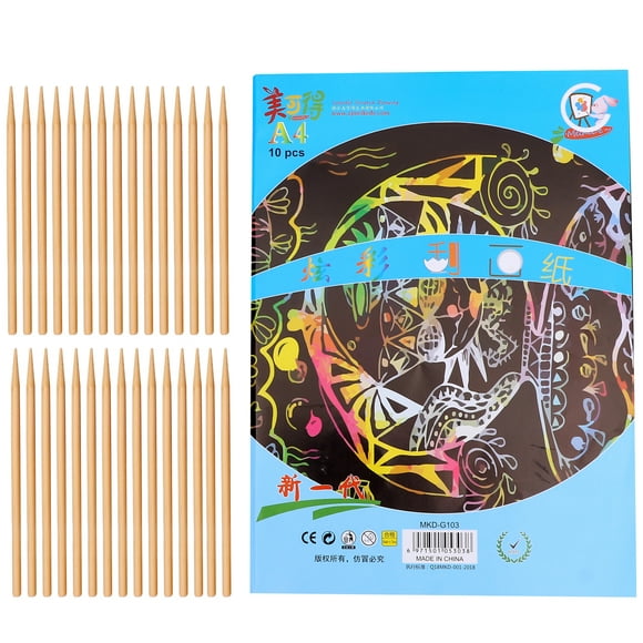 85 Pcs in 1 Set Creative Children Scratch Paper Scratching Drawing Painting Papers Creative Scratch Drawing Paper Set Black (50 A4 Sheets, 35 Bamboo Pens)