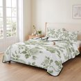 thumbnail image 2 of Full Quilt Set 78''x90'', Sage Green Flower Lightweight Summer Bedspread Coverlet Set with 2 Pillow Shams, Vintage Country Rose Leaf Floral Breathable All Season Quilt Bedding for Bedroom/Guest Room, 2 of 9
