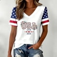 thumbnail image 2 of 4th of July T-Shirts for Women's Independence Day Patriotic Graphic Summer Print V Neck Short Sleeve Casual Blouse Tee White XL, 2 of 4
