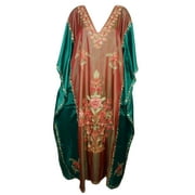 Mogul Maxi Kaftan Double Shaded Kashmiri Floral Embroidered Evening Dress Designer Caftan Kimono Style Housedress Stylish and Comfortable Christmas Gift