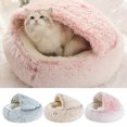 thumbnail image 1 of LiMimmuu Pet Bed Pet Sleeping Bag Warm Pet Bed Pet Bed Round Long Plush Soft Semi-closed Elastic Solid Color Warm Small Dog Puppy Cave House Pet Supplies Pet Cave, 1 of 5
