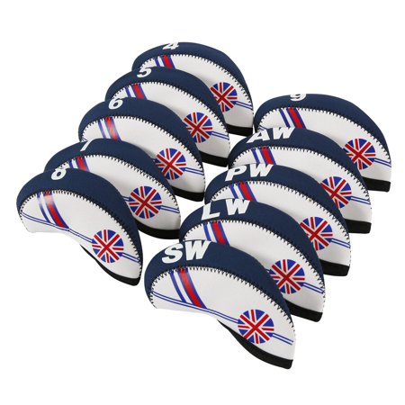 10 Pieces Cover Golf Club Head Cover    7 8 9  AW  PW  LW  SW Protective Head Cover Made of   Dark Blue