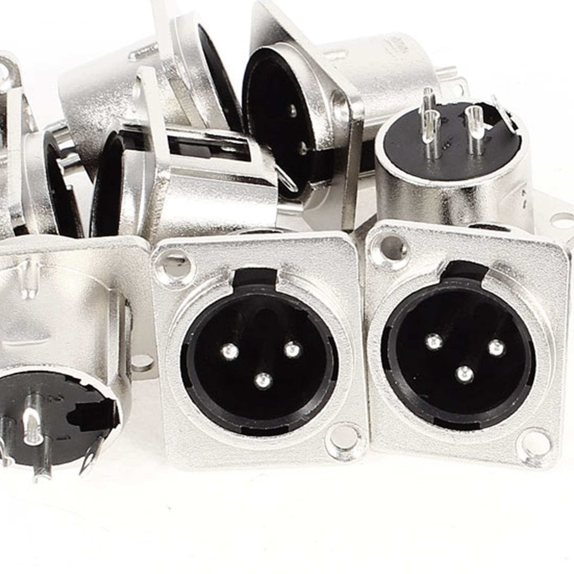 3-Pin XLR Male Chassis Panel Mount Socket Audio Speaker Microphone Jack 10pcs