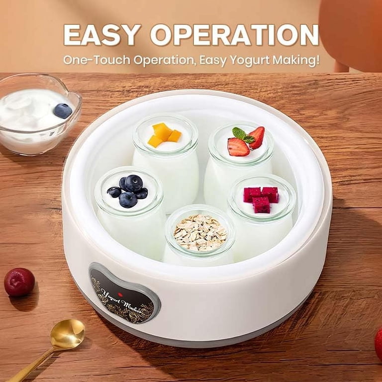 Digital Yogurt Maker With 5 Glass Jars - 36 Hour Timer, Adjustable Temp For Homemade Yogurt, Cheese, & More