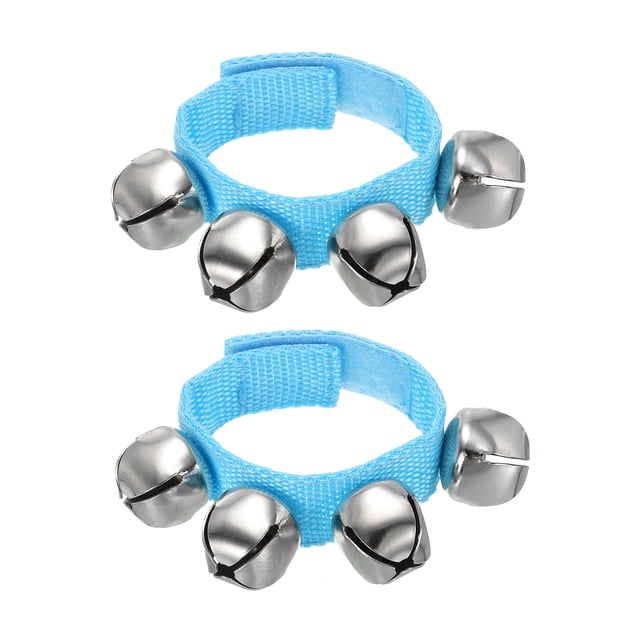 Unique Bargains 2 Pcs Clochettes de Poignet, Clochettes à Grelots Clochettes de Cheville Instruments de Percussion Rythme Musical pour Fête Noël, Bleu
