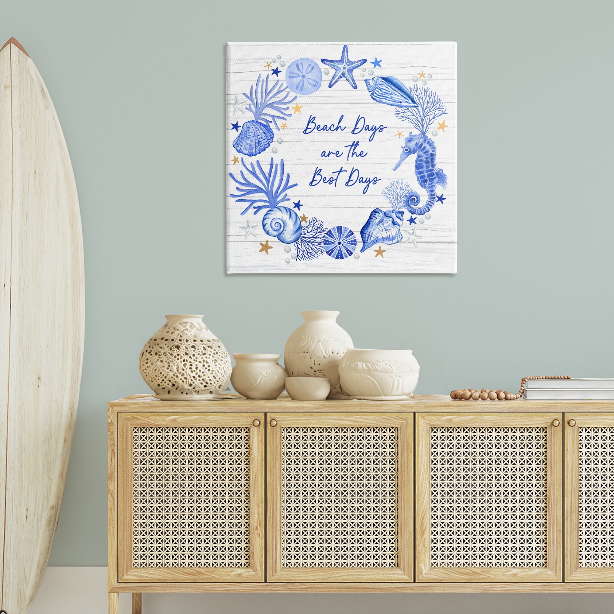 Stupell Industries Beach Days Best Wreath Nautical & Beach Painting Wrapped Canvas Art Print Wall Art, 36 x 36