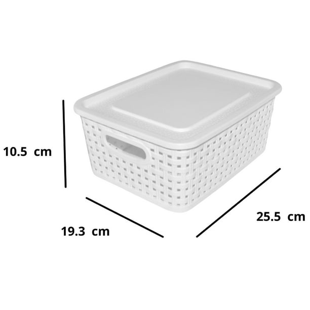 Cajas De Plástico Organizadoras Con Asas – Pack De 5 Cestas Blancas Para Almacenaje | Para Baño, Cocina, Dormitorio, Oficina Y Juguetes