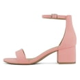 thumbnail image 2 of Cityclassified Shoes Women Low Chunky Block Heel Sandals Open Toe Ankle Strap WEEKEND-S Light Pink Coral Nubuck Suede 7.5, 2 of 5