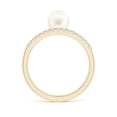 thumbnail image 2 of Angara Freshwater Cultured Pearl Dual Shank Ring with Diamonds in 14K Yellow Gold for Women | June Birthstone Jewelry for Her, 2 of 8
