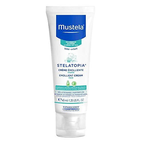 Mustela Stelatopia Emollient Face Cream, for Extremely Dry Skin Baby Skin, Fragrance-Free, with Natural Avocado Perseose and Ceramides, 1.35 Ounce