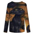 thumbnail image 5 of Blusa clásica de cuello redondo de manga larga con estampado de novedad de Halloween para mujer Pompotops FGAJ6273, 5 of 5