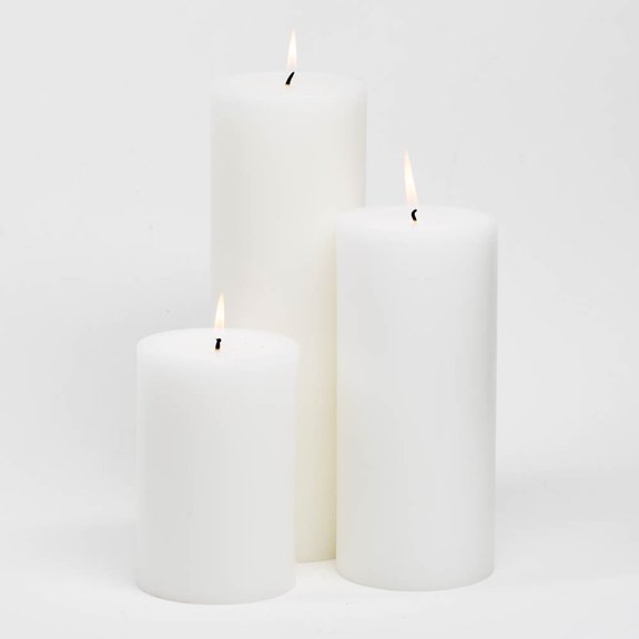 Richland Pillar Candles 4"x6", 4"x9" & 4"x12" White Set of 3