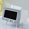 thumbnail image 4 of PREWOOD 2 in 1 Tissue Box Holder with Phone Mount,TV Shaped Tissue and Smartphone Holder,Versatile Tissue Box Cover for Bathroom/Living Room/Bedroom Dresser/Night Stand/Desk/Table, 4 of 5