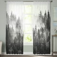thumbnail image 3 of Black Forest Semi Sheer Curtains 63 Inch Length 2 Panels Set,Black and White Natural Landscape Modern Abstract Art Sheer Kitchen Curtain Privacy Voile Window Curtain for Living Room Rod Pocket Drapes, 3 of 7