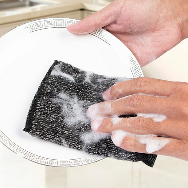 4 paños de esponja de cocina reutilizables y lavables para platos, paño de acero, esponja para limpiar