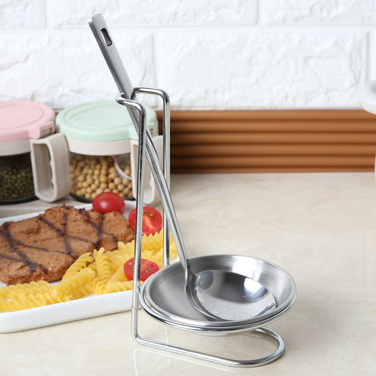 Yesbay Soup Ladle Holder Removable Prevent Drips Stainless Steel Eating Hotpot Soup Spoon Rack for Restaurant