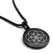 Stainless Steel Sacred Geometry Seed of Life Round Medallion Pendant Necklace