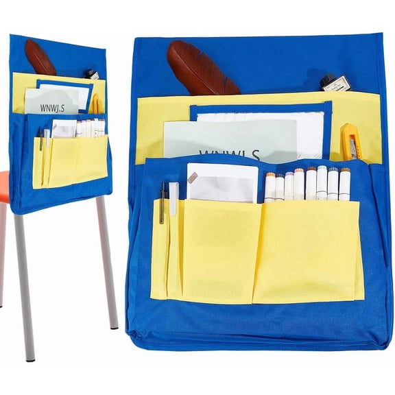 Classroom Chair Pockets 15.66 x 18.18 inch Yellow Chairback Buddy Pocket Chart Desk Buddy Pocket Organizer with Label Slot for School Home Classroom Preschool DaycareYellow