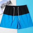 thumbnail image 5 of Mens Beach Shorts Mens Swim Trunks Ndbuld Man Solid-Color Splicing Casual Sports Quick Drying Pocket Drawstring Shorts Beach-Pants Light Blue 2XL, 5 of 5