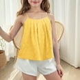thumbnail image 2 of TEAJOPSUU Girls Spaghetti Strap Tank Tops Loose Fit Crew Neck Adjustable Suspender Camisole Basic Sleeveless Layering Shirts Yellow, 2 of 8