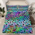 thumbnail image 2 of jejeloiu Colorful Leopard Pattern Bed Sheets,Jungle Cheetah Animal King Sheets,Gradient Multicolor Sheet Set For Girl Kids,Luxury Bedroom Decor,4 Pieces, 2 of 7