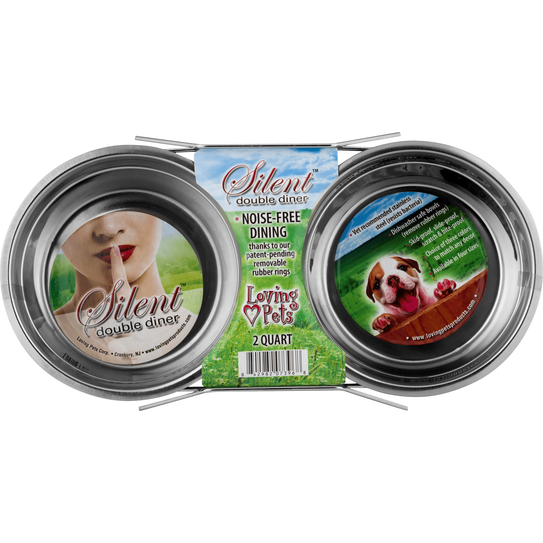 Loving Pets Silent Double Diner Noise-Free Dining Grey 2 Quart, 1.0 CT
