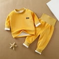 thumbnail image 2 of HAiming Toddler Boy Cotton Clothes Outfits Long Sleeve Fleece Lined Long Sleeve Round Neck Tops and Pant Set Loungewear, 2 of 3