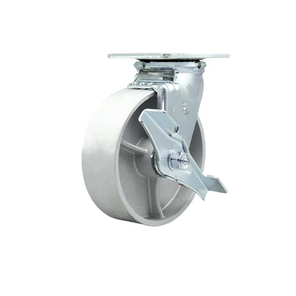 6 Inch Semi Steel Swivel Caster with Ball Bearing and Brake Service Caster