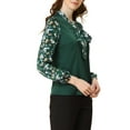 thumbnail image 4 of Allegra K Women's Shirt Contrast Panel Long Sleeve Floral Blouses, 4 of 6
