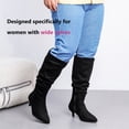 thumbnail image 5 of LOVE STEETLY Women's Extra Wide Calf Knee‑High Slouchy Boots, True Wide Width Kitten Heel Plus Size Comfort Boot., 5 of 7