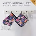 thumbnail image 4 of Yayeee Oven Mitts and Pot Holder Set of 2 Heat Resistant Kitchen Gloves Baking Hot Pad, Soft Pinks Flowers, 4 of 5