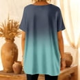 thumbnail image 4 of Casual Tops for Women, Womens Tops, Crew Neck T Shirts for Women, Tunic Tops for Women Loose Fit Dressy Elbow Sleeve Long Flowy Shirts With Pockets Spring Fashion Boho Floral Blouses, Cyan M, 4 of 5