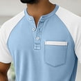 thumbnail image 4 of Dolkfu Shirts Men Henley Color Block T Shirt Pocket Raglan Sleeve Waffle Knit Pullover Tees for Men S, 4 of 6