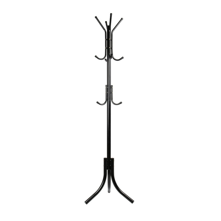 Mind Reader Standing Coat Rack 11-Hook 3-Tier Hall Tree Stand Black
