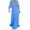 Sky Blue XL, variant on Women Evening Dress Dolman Sleeves Pleated V Neck Pure Color High Slim Waist Full Length Party Prom Maxi Dress
