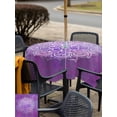 thumbnail image 4 of Outdoor Tablecloth with Umbrella Hole and Zipper, Boho Floral Square Table Cloth 60x60 Inch Waterproof Tablecloth, Purple Flowers Vintage Bohemian Watercolor Picnic Table Cover for Patio Camping, 4 of 7