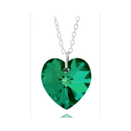 Swarovski Emerald Green Cufflinks - Sterling Silver Emerald Swarovski Elements Heart Necklace