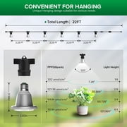 SANSI 72W Hanging Grow Light String, 6 LED Grow Light Bulbs, IP65 Waterproof Plant Grow Lamp
