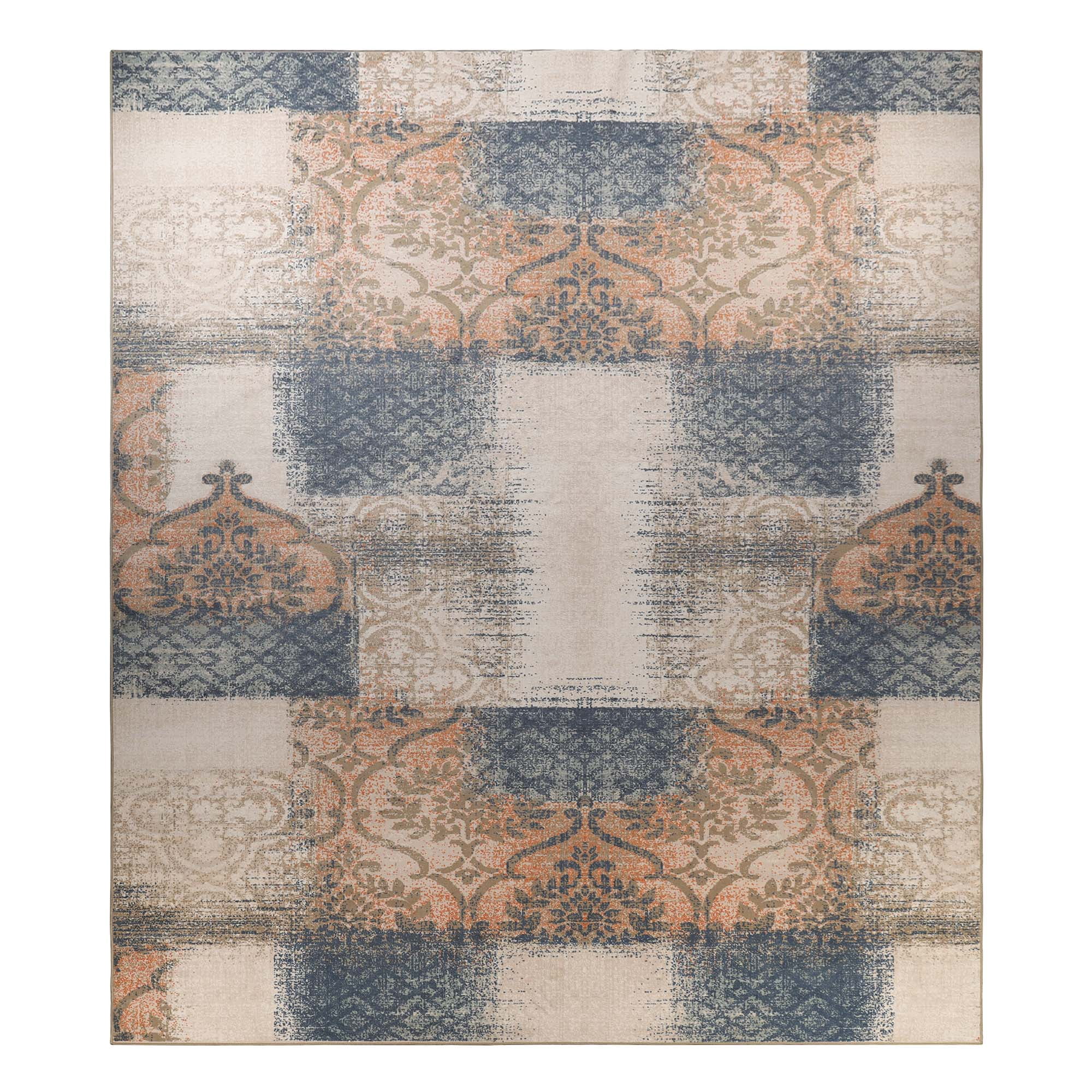 Superior Bristol Indoor Area Rug, 12' x 15', Midnight Navy-Salmon