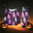 thumbnail image 5 of Halloween Pajamas, Pastel Tie Dye Matching Family Pajamas Pink Purple Ghost Print Long Sleeve Two Piece Pajama Set Soft Sleepwear Nightwear Loungewear Girly Casual Photos, 5 of 7