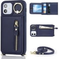 thumbnail image 2 of iPhone 12 Mini Case with Card Holder for Women, iPhone 12 Mini Phone Case Wallet with Strap Credit Card Slots Crossbody with Kickstand Zipper Case for iPhone12mini - Blue, 2 of 16