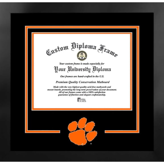 Clemson University 11w x 8.5h Spirit Diploma Manhattan Black Frame with Bonus Campus Images Lithograph (value savings $59)