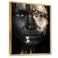 thumbnail image 3 of Portrait of A African American Girl with Gold Makeup 24 in x 32 in Framed Photography Canvas Art Print, by Designart, 3 of 5