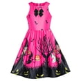 thumbnail image 1 of Girls Dress Fuchsia Halloween Witch Bat Pumpkin Costume Halter Dress 12 Years, 1 of 8